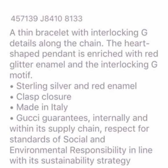 NWT GUCCI Enameled Glittered-Heart Logo Bracelet - Picture 5 of 8